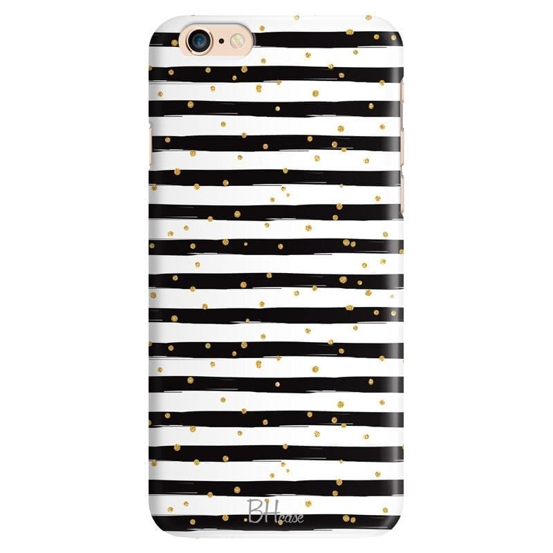 Stripes Gold Black White Coque iPhone 6 Plus/6S Plus