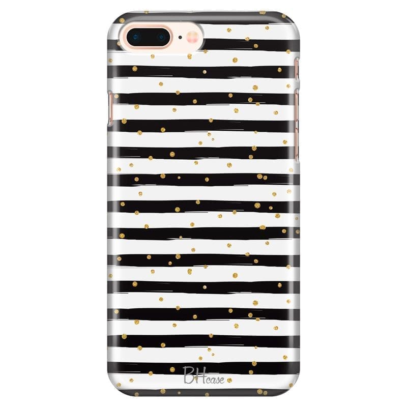 Stripes Gold Black White Coque iPhone 7 Plus/8 Plus