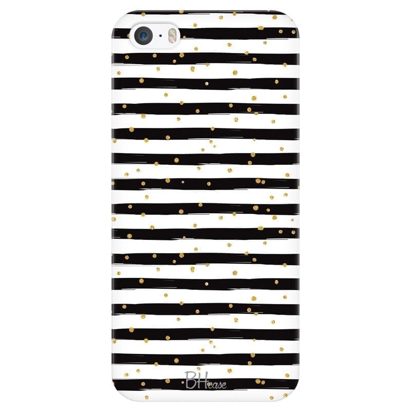 Stripes Gold Black White Coque iPhone SE/5S