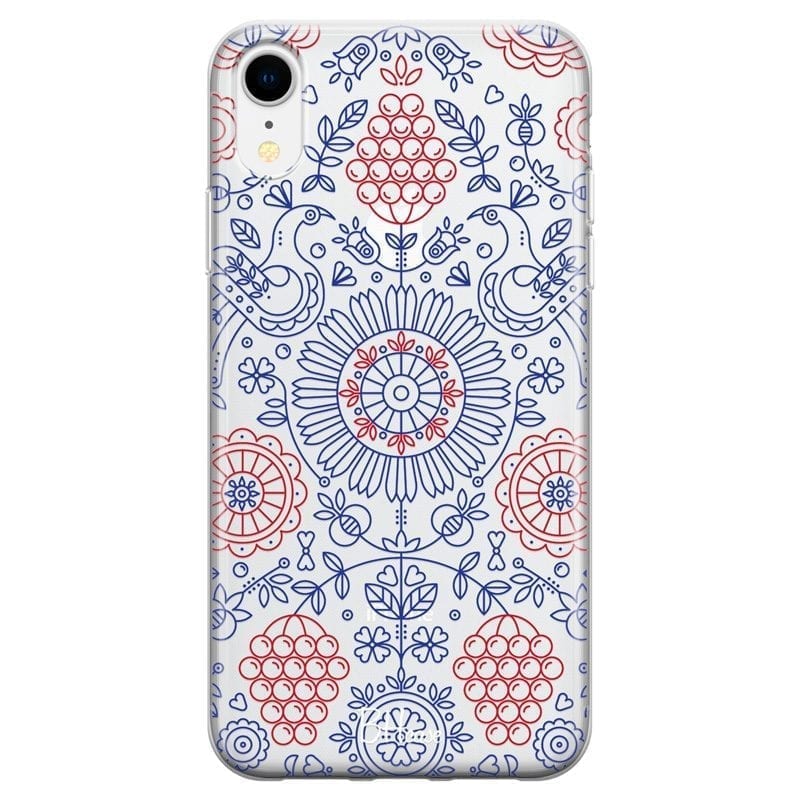 Blue Red Ornaments Coque iPhone XR