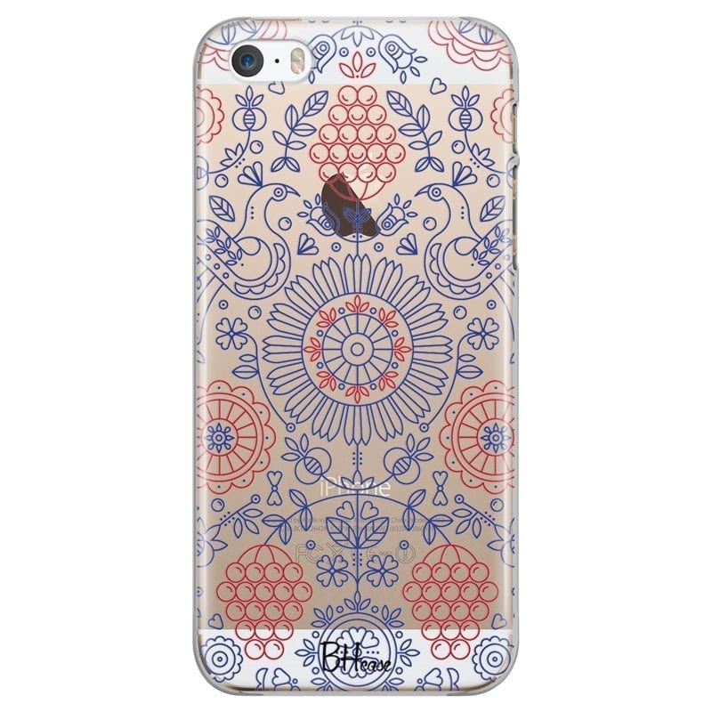 Blue Red Ornaments Coque iPhone SE/5S