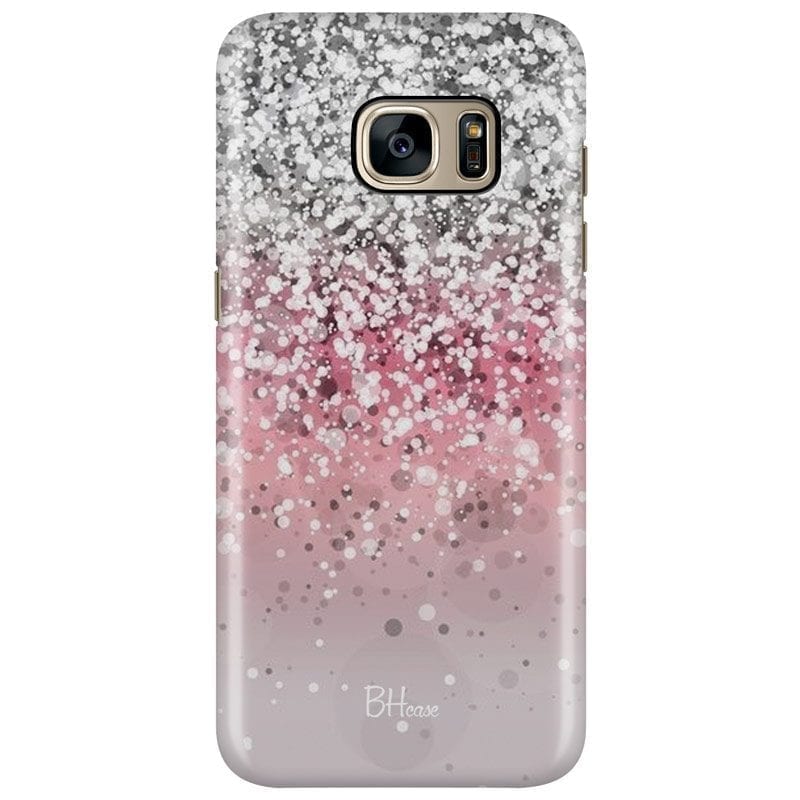 Glitter Pink Silver Coque Samsung S7 Edge