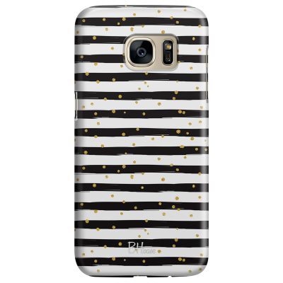 Stripes Gold Black White Coque Samsung S7
