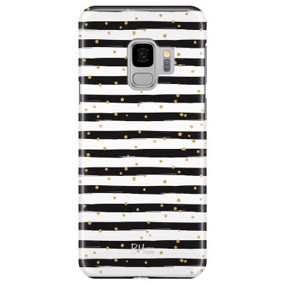 Stripes Gold Black White Coque Samsung S9