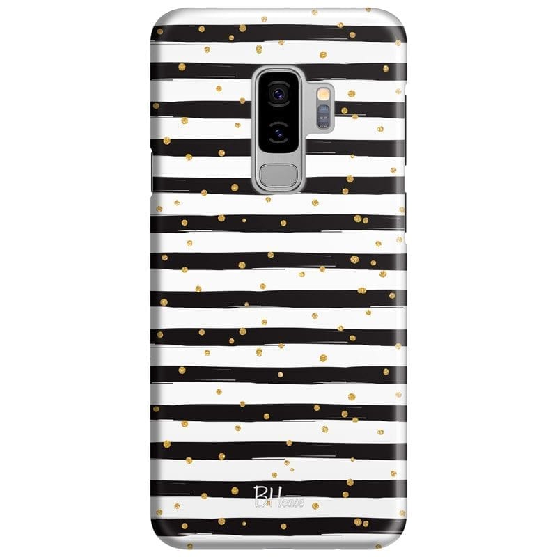 Stripes Gold Black White Coque Samsung S9 Plus
