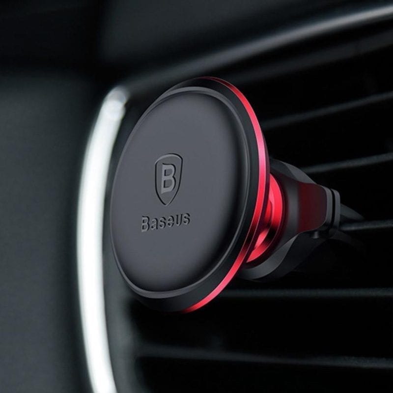 Baseus Magnetic Car Mount With Cable Clip Red