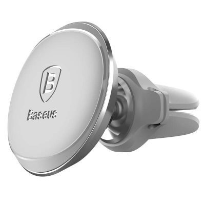 Baseus Magnetic Car Mount With Cable Clip Silver