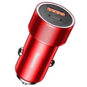 Baseus USB Type C Car Charger Red