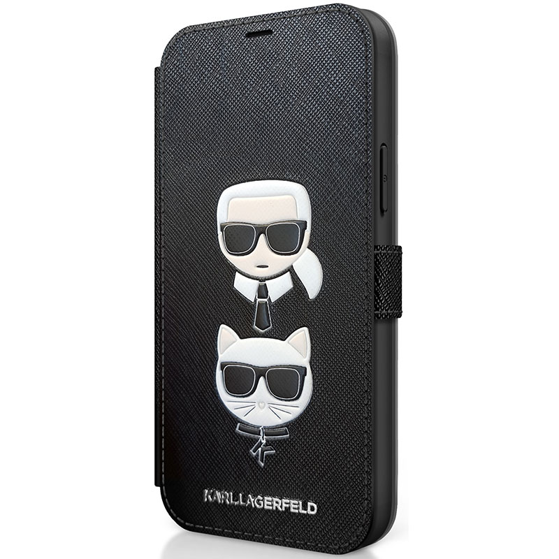 Karl Lagerfeld Saffiano K&C Heads Book Black Coque iPhone 12 Pro Max