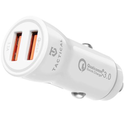 Tactical 2xUSB-A QC 3.0 3.1A Car Charger White