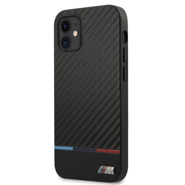 BMW PU Carbon Tricolor Line Black Coque iPhone 12/12 Pro