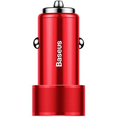 Baseus Car Charger Small Screw Dual USB Quick Charge 36W Red