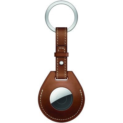 COTEetCI Leather Keychain Case for AirTag Brown