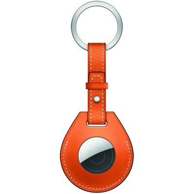 COTEetCI Leather Keychain Case for AirTag Orange