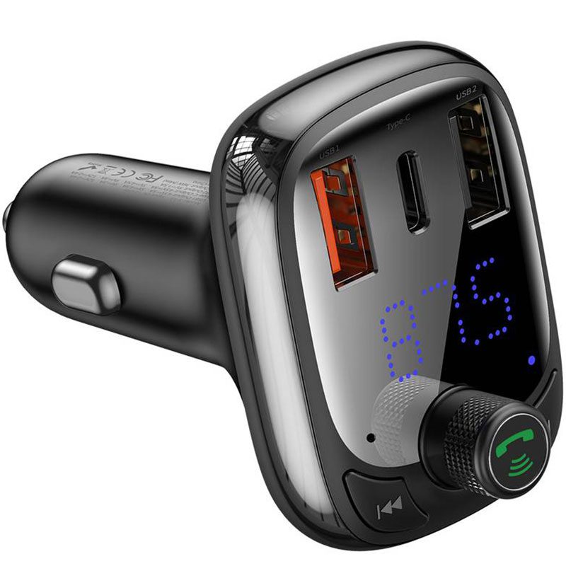 Baseus Car Charger Bluetooth Fm Transmitter T-typed Smart QuickCharger MP3 Black