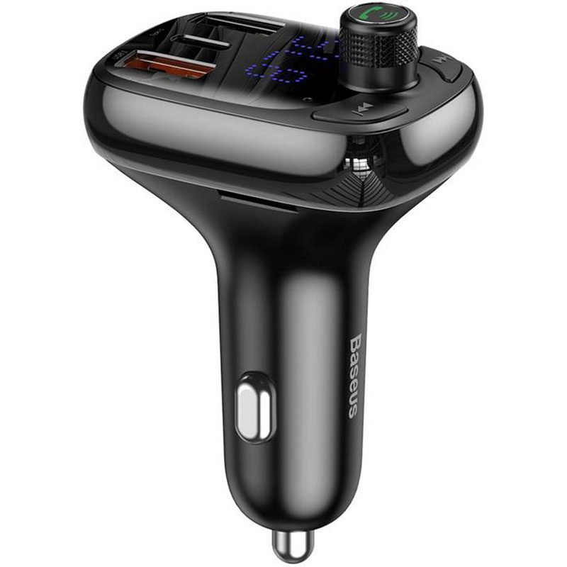 Baseus Car Charger Bluetooth Fm Transmitter T-typed Smart QuickCharger MP3 Black