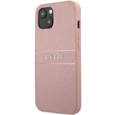 Guess PU Leather Saffiano Pink Coque iPhone 13