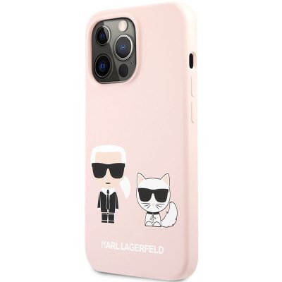 Karl Lagerfeld and Choupette Liquid Silicone Pink Coque iPhone 13 Pro Max