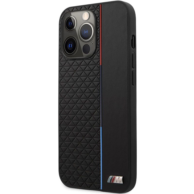 BMW PU Triangles Tricolor Line Black Coque iPhone 13 Pro Max