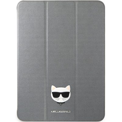 Karl Lagerfeld Choupette Head Saffiano Silver Coque iPad 12.9" Pro