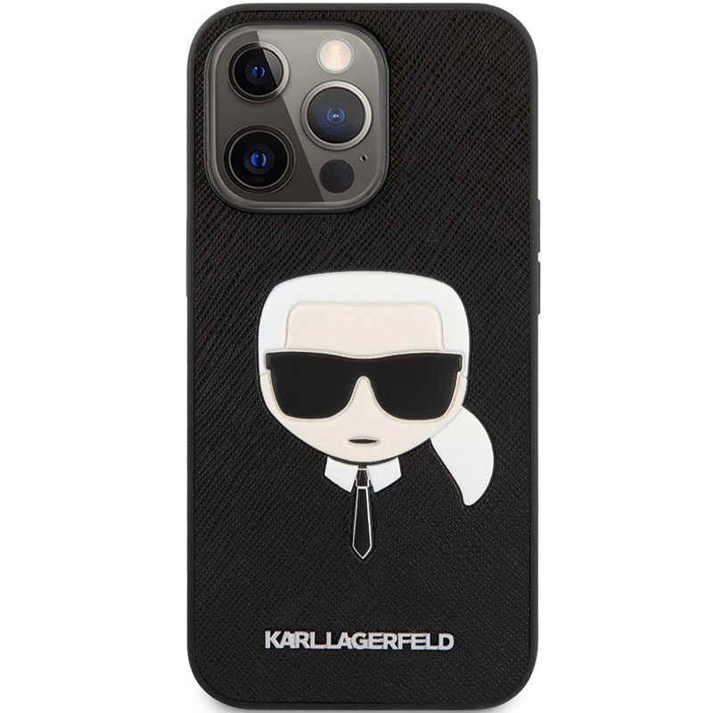 Karl Lagerfeld PU Saffiano Karl Head Black Coque iPhone 13 Pro Max