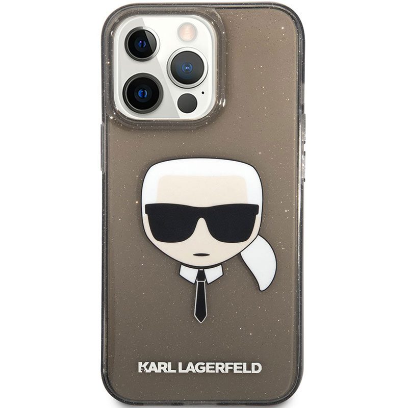Karl Lagerfeld TPU Full Glitter Karl Head Black Coque iPhone 13 Pro Max