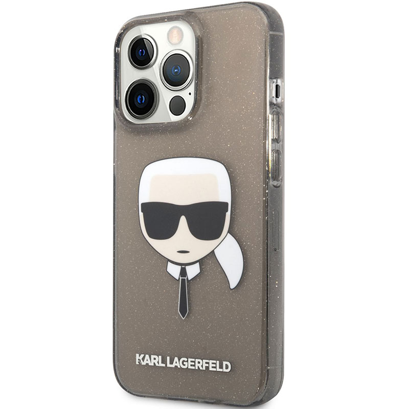 Karl Lagerfeld TPU Full Glitter Karl Head Black Coque iPhone 13 Pro Max