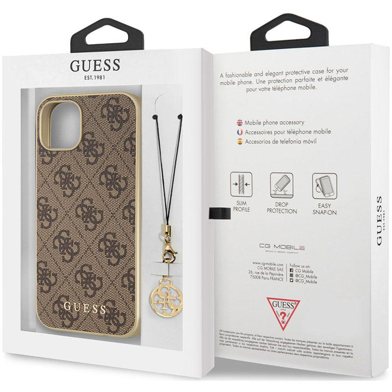 Guess 4G Charms Brown Coque iPhone 13