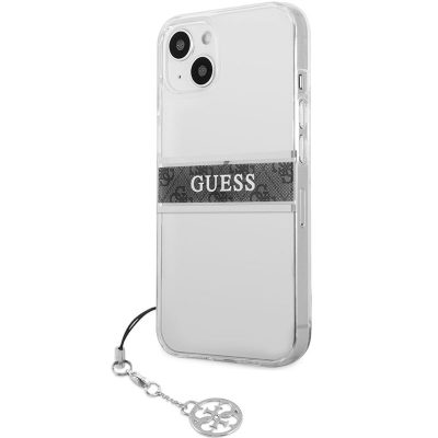 Guess PC/TPU 4G Grey Stripe Transparent Coque iPhone 13