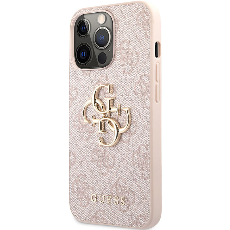 Guess PU 4G Metal Logo Pink Coque iPhone 13 Pro Max