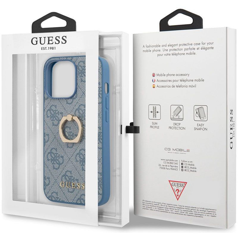 Guess PU 4G Ring Blue Coque iPhone 13 Pro Max