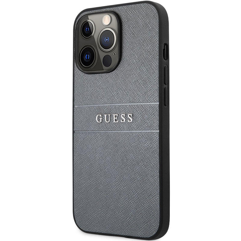 Guess PU Leather Saffiano Grey Coque iPhone 13 Pro Max