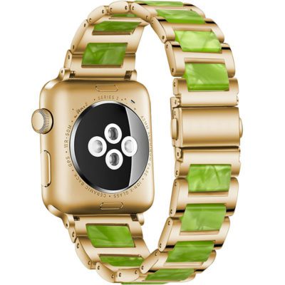 Metal Resin Bracelet Apple Watch 41/40/38mm Gold Green