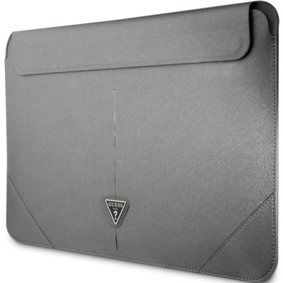 Guess Saffiano Triangle Metal Logo Coque Notebook 16" Silver
